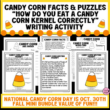 Preview of THANKSGIVING|How to Eat Candy Corn|Facts|Writing|Reading Activity|Puzzles & Fun