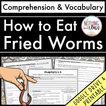 Preview of How to Eat Fried Worms | Comprehension Questions and Vocabulary by chapter
