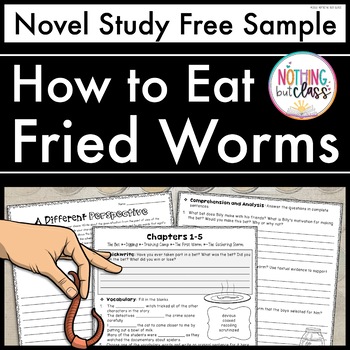 Preview of How to Eat Fried Worms Novel Study FREE Sample | Worksheets and Activities