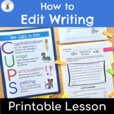 How to Edit Writing Printable Lesson