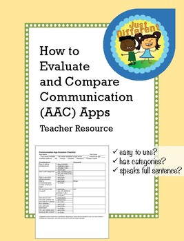 Preview of Worksheet to Evaluate & Compare Augmentative Alternative Communication Apps AAC