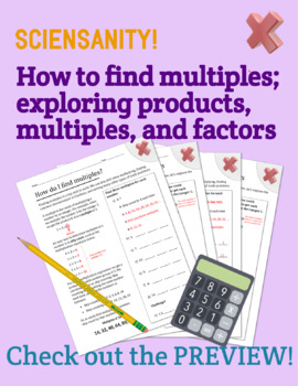 Preview of How to Find Multiples, Factors, More Scaffolded Sheet with Steps and Directions
