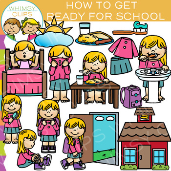 Preview of How to Get Ready for School Sequencing and Routines Clip Art