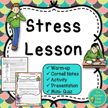 Preview of Stress Management Health Lesson - SEL Notes Slides and Activity Worksheets
