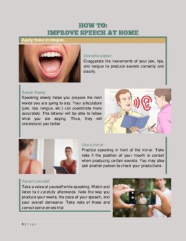 Preview of How to Improve Speech at Home Handout (Adult Dysarthria, Apraxia, Aphasia)