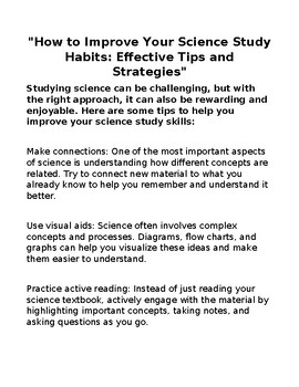 Preview of How to Improve Your Science Study Habits: Effective Tips and Strategies