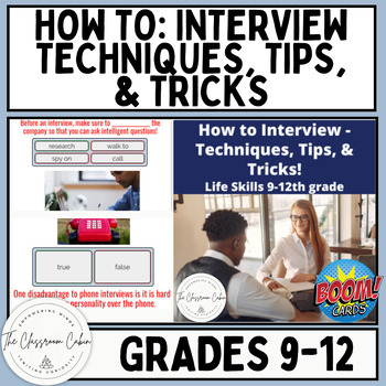 Preview of How to: Interview Techniques, Tips, & Tricks  Boom Cards for Grades 9-12, SPED