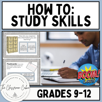 Preview of How to: Learn and Study Study Skills Boom Cards for Gr 9-12, SPED, Homeschool