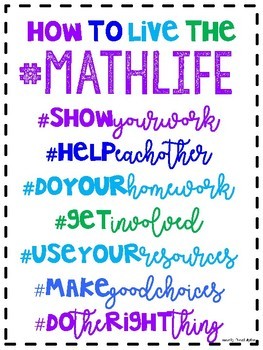 How to Live the #MATHLIFE Poster! 3 Color Choices & 3 Border Choices!