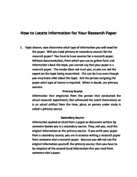 Preview of How to Locate Information for Your Research Paper