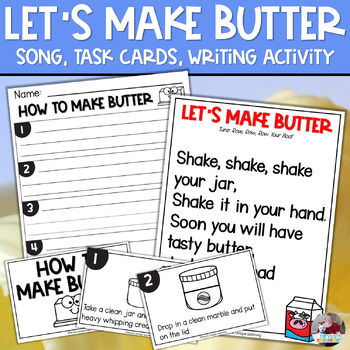 Preview of Making Butter  Task Cards | Thanksgiving Writing