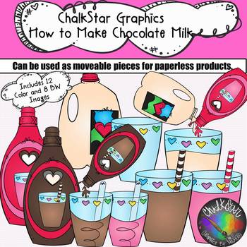 Preview of How to Make Chocolate and Strawberry Milk Clip Art- Chalkstar Graphics
