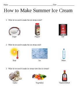 Preview of How to Make Ice Cream ("Wh" Questions" Handout)