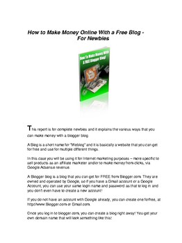 Preview of How to Make Money Online with a Free Blogger Blog