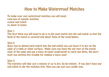 Waterproof Matches - Make Your Own Or Buy Them?