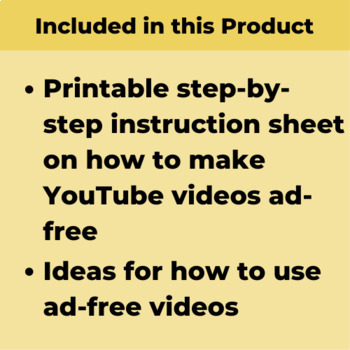 How to Make YouTube Videos Ad-Free Instructions FREEBIE by Teachin ...