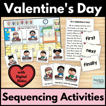 Preview of How to Make a Card for Valentine's Day Sequencing Activities for Language