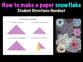 Preview of How to Make a Paper Snowflake Printable Handout Christmas Holiday Winter Project
