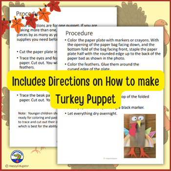 How to Make a Turkey Puppet FREE by HappyEdugator | TpT