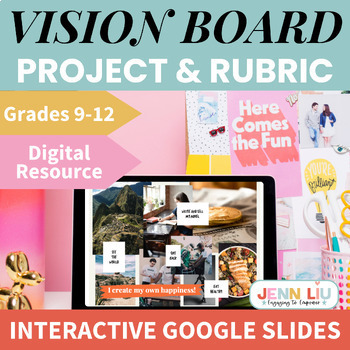 Preview of Vision Board Lesson, Project, & Rubric - Back-to-School, New Year, End-of-Year