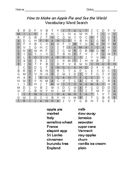 How to Make an Apple Pie and See the World Vocabulary Word Search