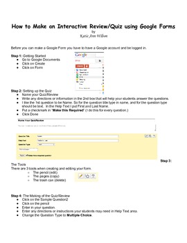 Preview of How to Make an Interactive Worksheet/Review/Quiz Using Google Forms