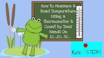 Preview of How to Measure & Read Temperature Using a Thermometer & Count by Tens Slideshow