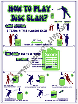 Preview of How to Play Disc Slam| Frisbee Team Game Rules Sign| Disc Slam Rules Poster