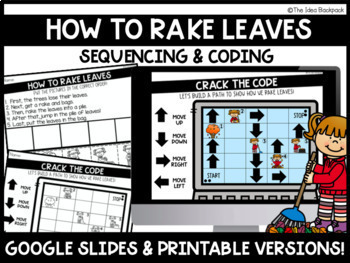 Preview of How to Rake Leaves - Fall Activity - SEQUENCING & CODING (HOUR OF CODE)