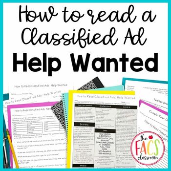 Preview of Help Wanted | How to Read A Classified Ad | Life Skills | Job Search