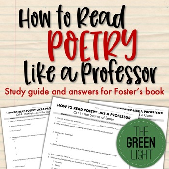 Preview of How to Read POETRY Like a Professor Study Guide Worksheets & Key