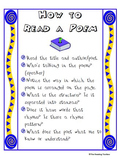 How to Read a Poem Anchor Chart and Bookmarks Common Core Aligned