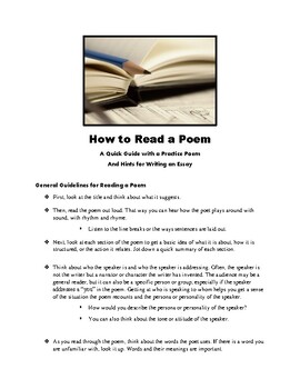 How to Read a Poem and Hints for Writing an Essay by Regents Academy