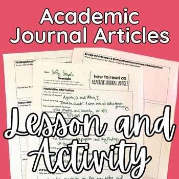 Preview of How to Read an Academic Journal Article Lesson and Practice Activity