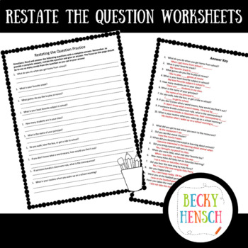 How to Restate the Question by Becky's Room | Teachers Pay Teachers
