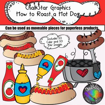 Preview of How to Roast a Hot Dog Clip Art- Chalkstar Graphics