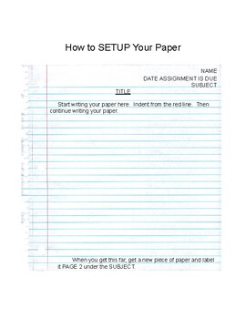 Preview of How to SETUP Your Paper (Standard and Spelling Test)