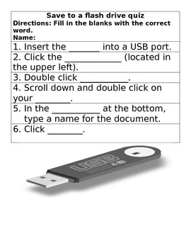 Preview of How to Save to a Flash Drive Quiz