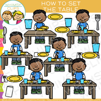 Preview of How to Set the Table Daily Routines Sequencing Clip Art
