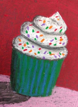Preview of How to Shade Cupcakes, Oil Pastel Drawing Inspired by Wayne Thiebaud