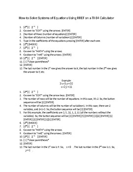 Preview of How to Solve Systems of Equations with a TI-84