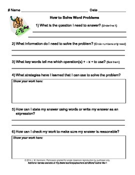 Preview of How to Solve Word Problems ~ Step by Step + TpT Digital Activity