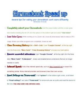 Preview of How-to: Speed up your Chromebook Poster!! Colorful, Informative, Speed Fix