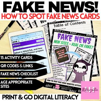 Preview of How to Spot Fake News Websites Activity Cards HALLOWEEN VERSION