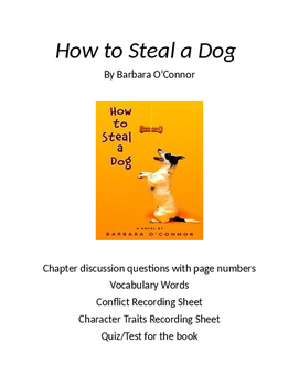 Preview of How to Steal a Dog Chapter Question, Vocabulary, Character Traits, and Test