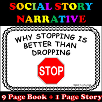Preview of How to Stop Dropping and Flopping Social Story Narrative with Visuals (EDITABLE)