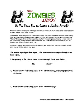 how to survive a zombie attack by leslie dickson tpt