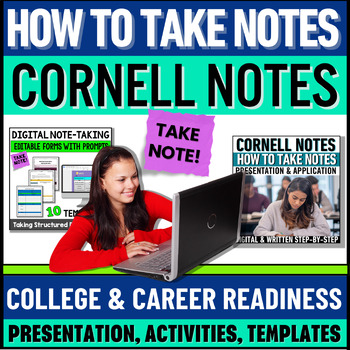 Preview of How to Take Cornell Notes Digital Note-Taking Templates - Teaching Study Skills