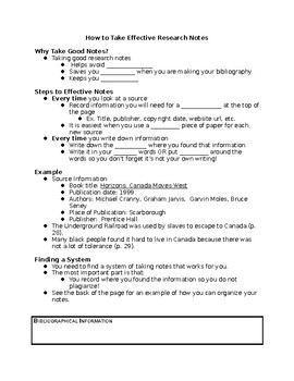 Preview of How to Take Effective Research Notes PP/Worksheet/Template