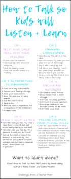 POSTER: How to Talk so Kids will Listen by Challenges from a Teacher Mom
